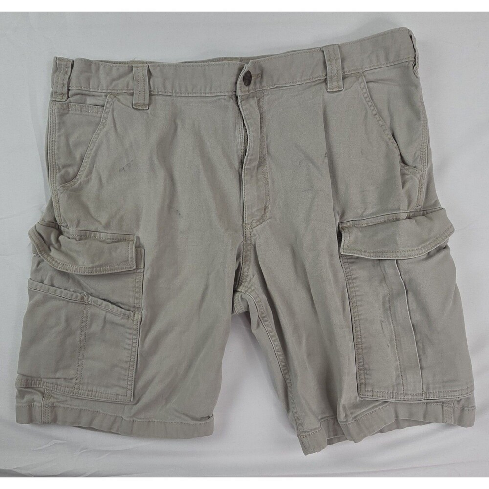 Carhartt Canvas Cargo Shorts Men Sz 38 Khaki Rugged Flex Relaxed Fit